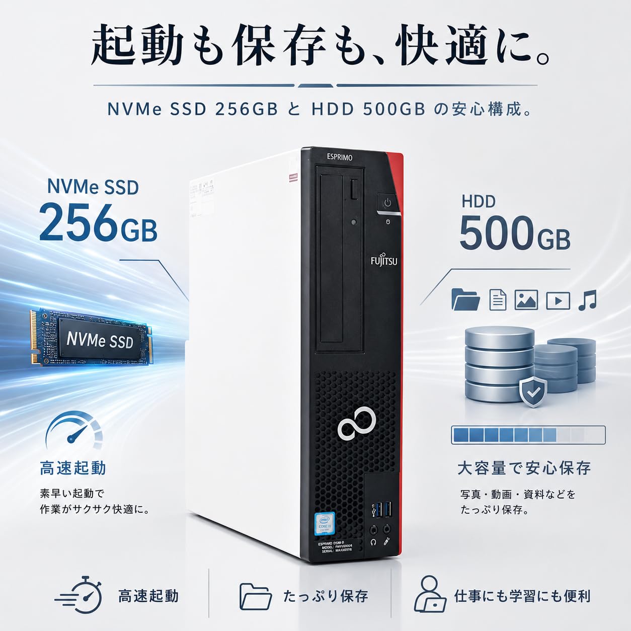 D588/CX i3第9世代 メモリ8GB SSD+HDD500GB Amazon.co.jp: 【整備済み品】 デスクトップパソコン 富士通 ESPRIMO